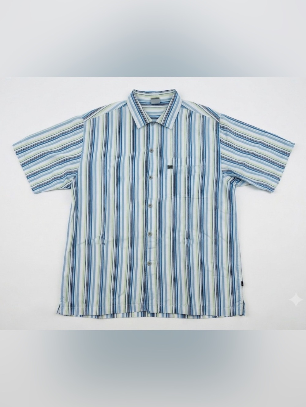 The North Face A5 Series Shirt Men's L Striped Short Sleeve Button Down Blue